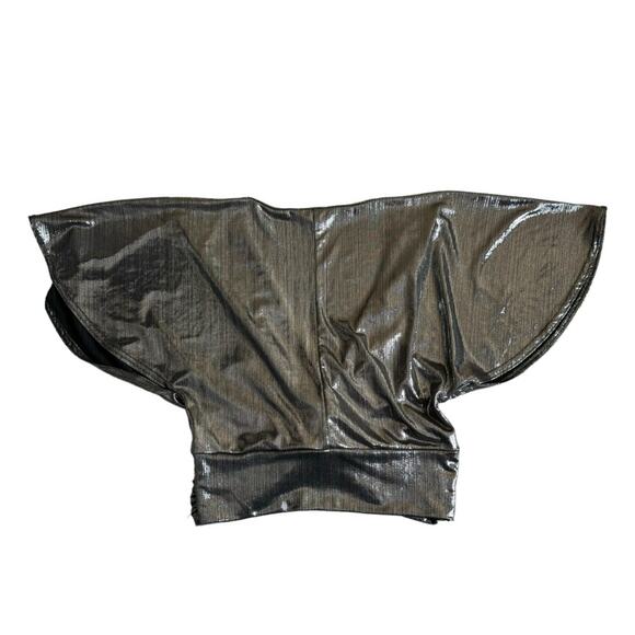 ASOS Miss Selfridge Metallic V-Neck Cropped Top Women’s Size 4 Disco New Years - Picture 2 of 7